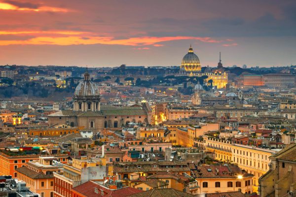 Wonderful,View,Of,Rome,At,Sunset,Time,With,St,Peter